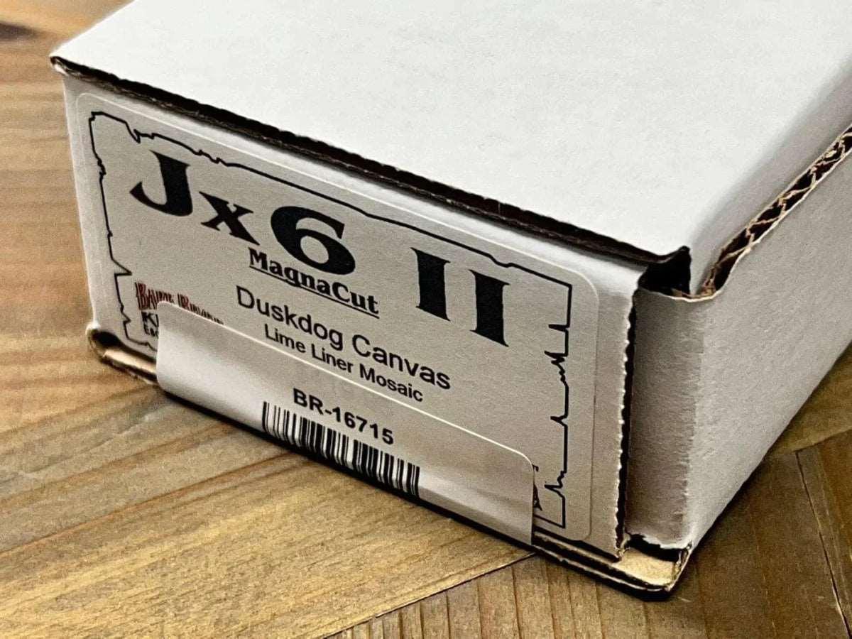 Bark River JX6 II MagnaCut Duskdog Canvas Handles Lime Green Mosaic Pins (USA) - NORTH RIVER OUTDOORS