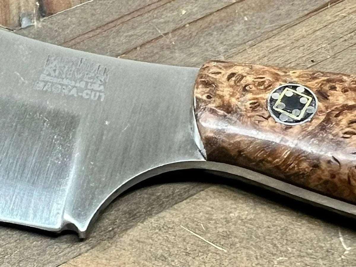 Bark River JX6 II MagnaCut Fixed Knife Black Ash Burl Black Liners Mosaic Pins (USA) - NORTH RIVER OUTDOORS