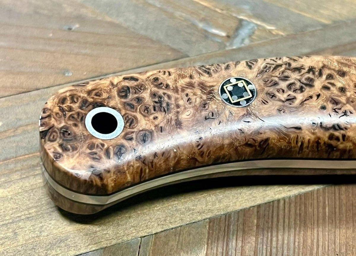 Bark River JX6 II MagnaCut Fixed Knife Black Ash Burl Black Liners Mosaic Pins (USA) - NORTH RIVER OUTDOORS