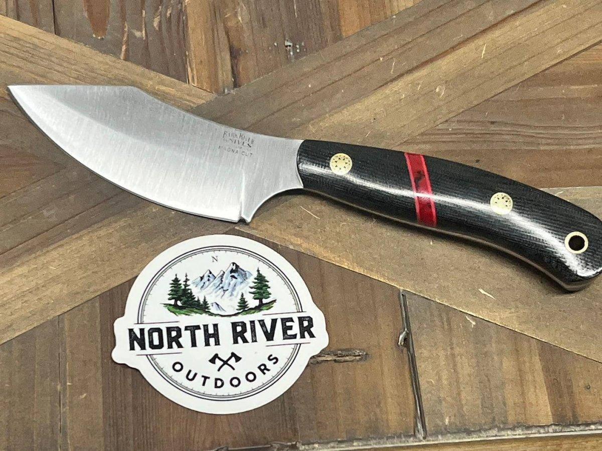 Bark River JX6 II MagnaCut Fixed Knife Black Micarta Bloody Spacer Black Liners Mosaic Pins (USA) - NORTH RIVER OUTDOORS