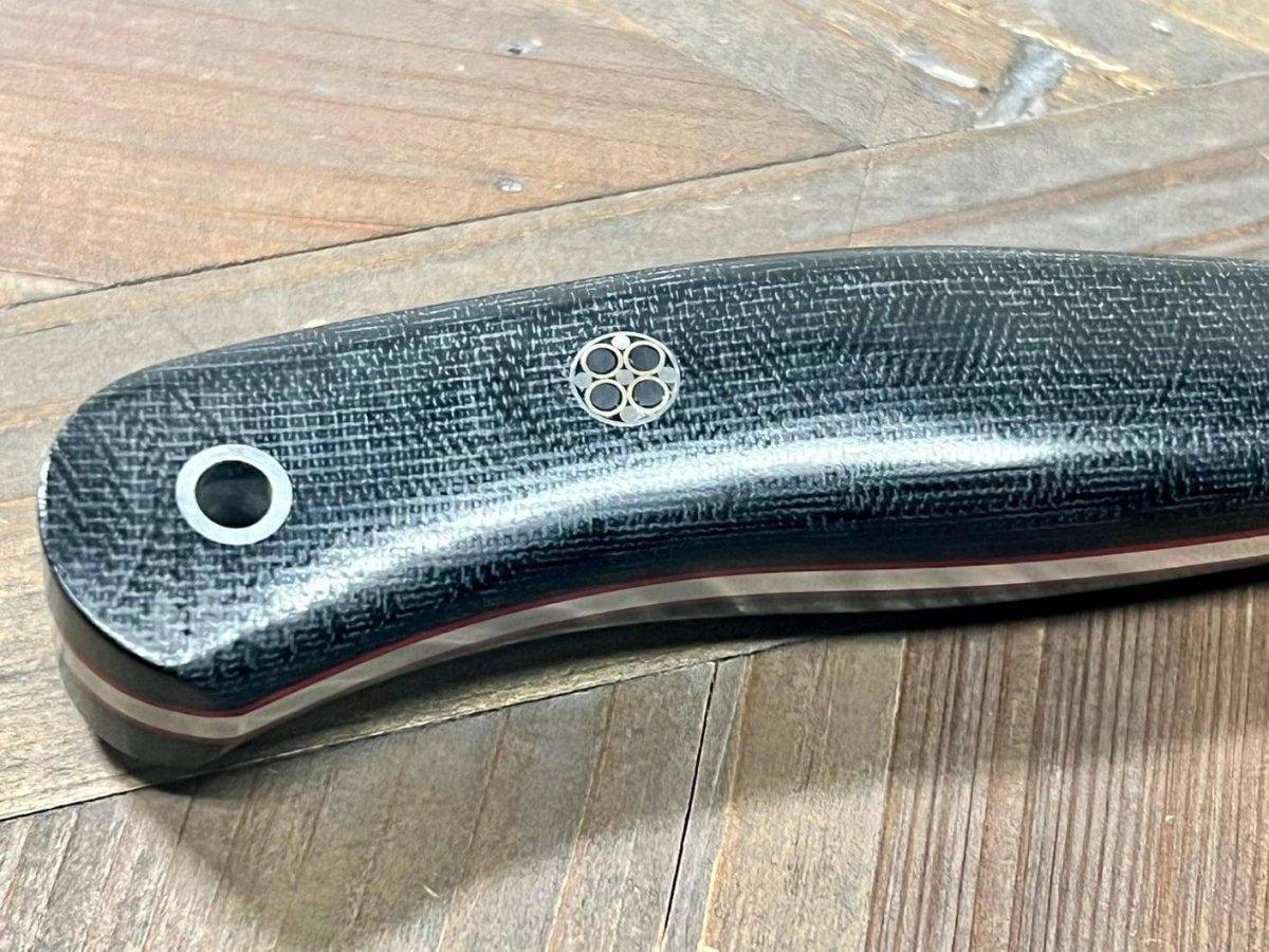 Bark River JX6 II MagnaCut Fixed Knife Black Micarta Red Liners Mosaic Pins (USA) - NORTH RIVER OUTDOORS