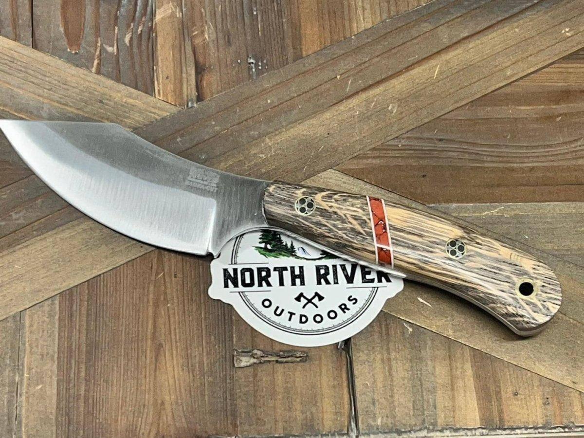 Bark River JX6 II MagnaCut Fixed Knife Bog Oak Bone Spacer White Liners Mosaic Pins (USA) - NORTH RIVER OUTDOORS