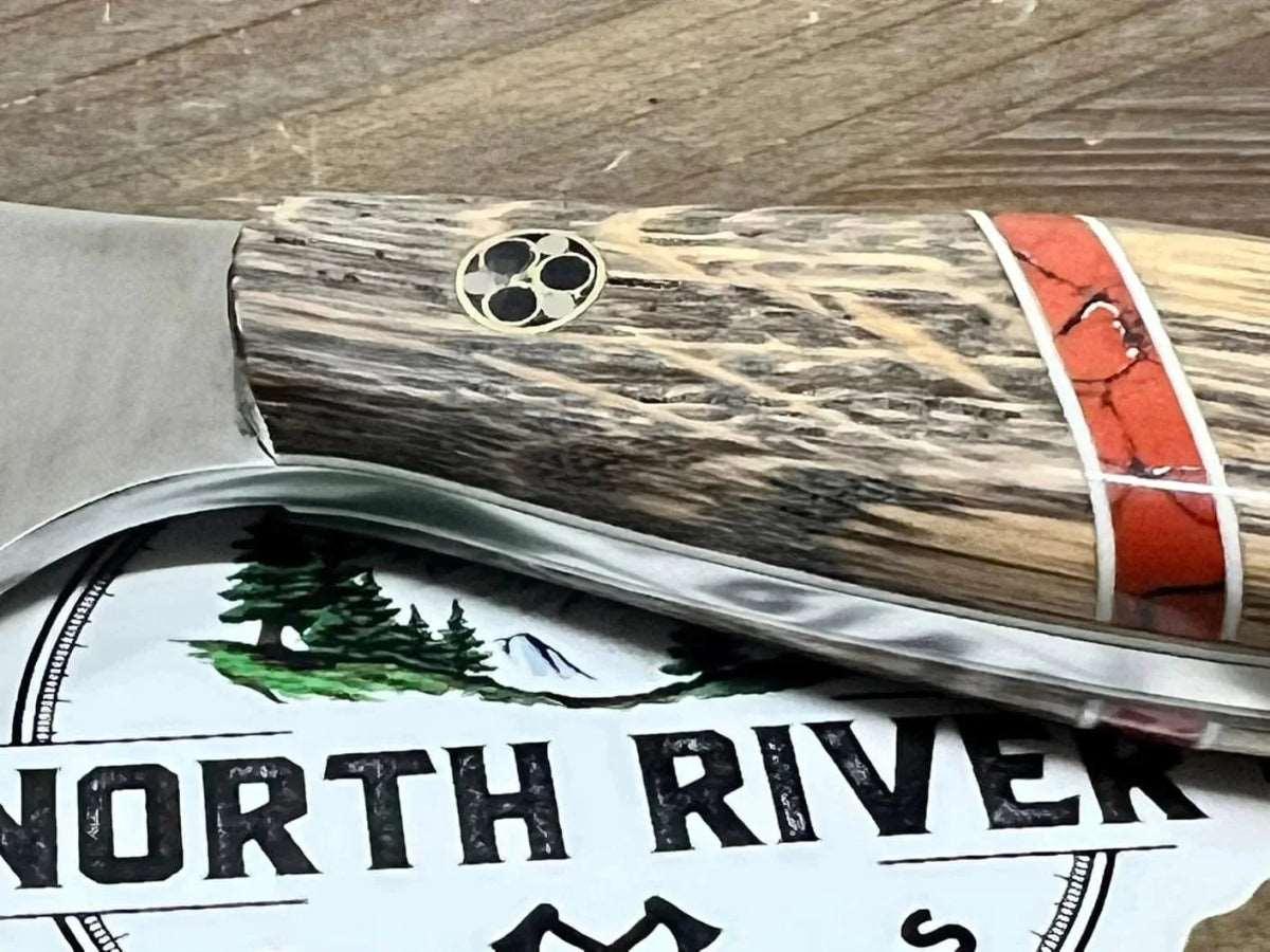Bark River JX6 II MagnaCut Fixed Knife Bog Oak Bone Spacer White Liners Mosaic Pins (USA) - NORTH RIVER OUTDOORS