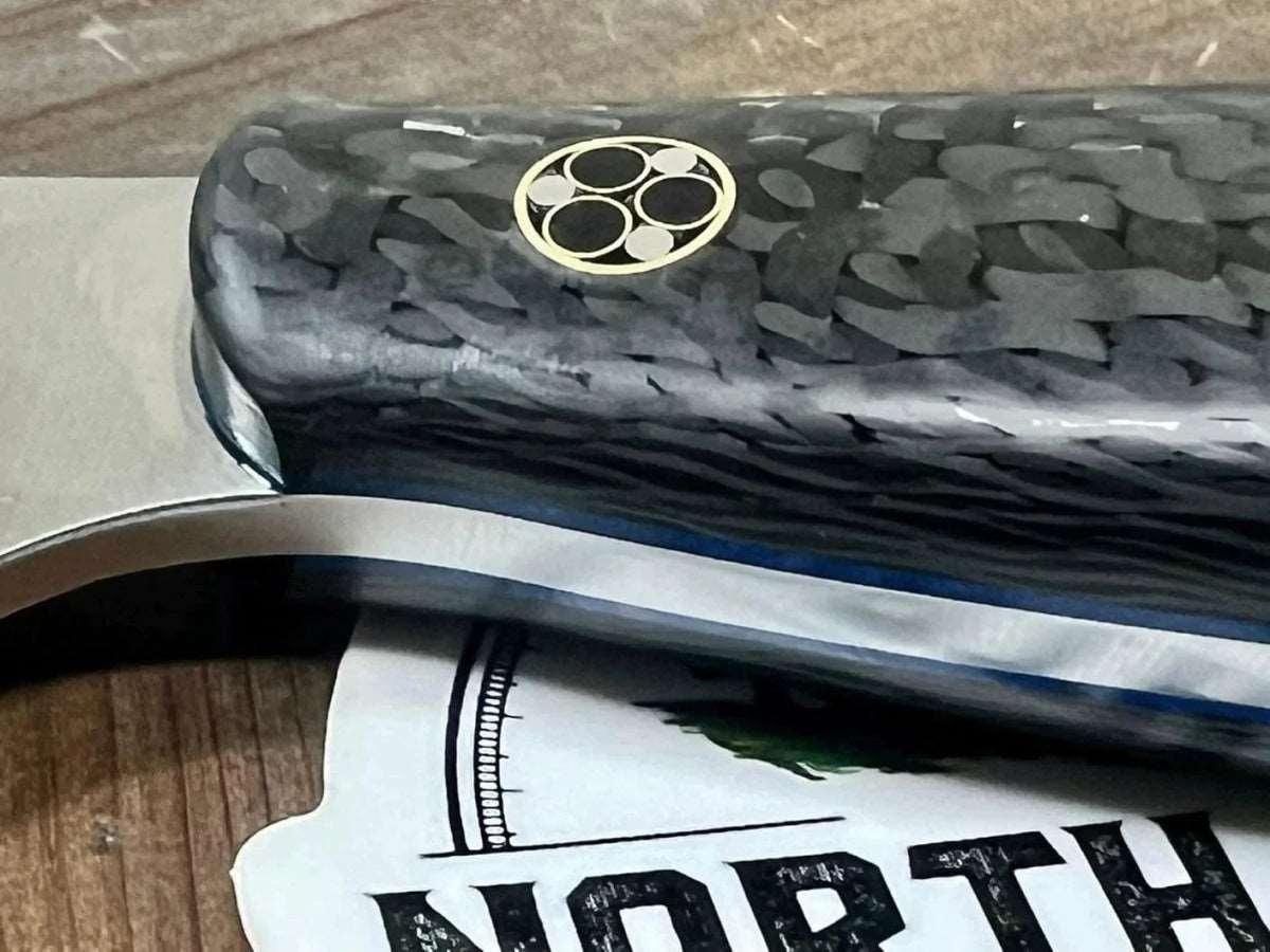 Bark River JX6 II MagnaCut Fixed Knife Carbon Fiber Blue Liners Mosaic Pins (USA) - NORTH RIVER OUTDOORS