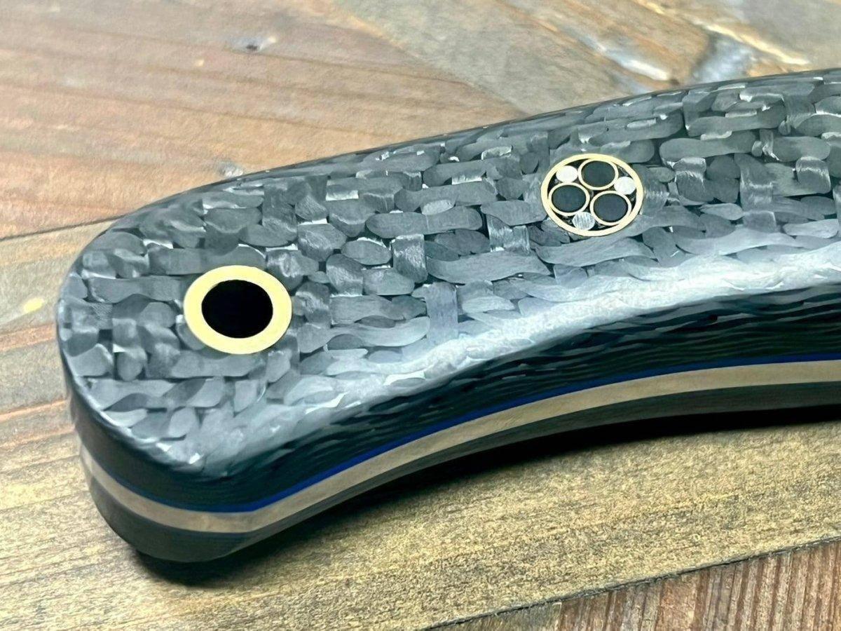 Bark River JX6 II MagnaCut Fixed Knife Carbon Fiber Blue Liners Mosaic Pins (USA) - NORTH RIVER OUTDOORS