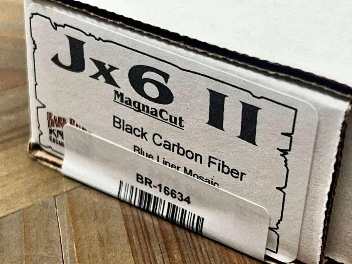 Bark River JX6 II MagnaCut Fixed Knife Carbon Fiber Blue Liners Mosaic Pins (USA) - NORTH RIVER OUTDOORS