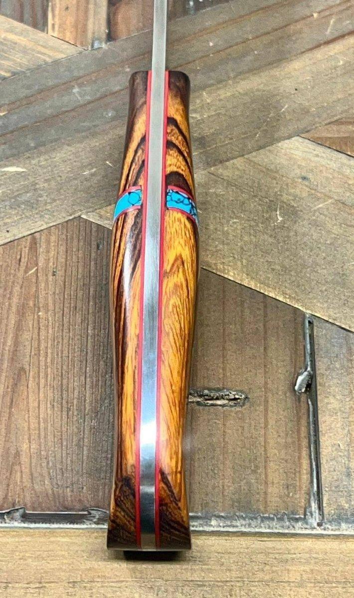 Bark River JX6 II MagnaCut Fixed Knife Desert Ironwood Turquoise Spacer Red Liners Mosaic Pins (USA) - NORTH RIVER OUTDOORS