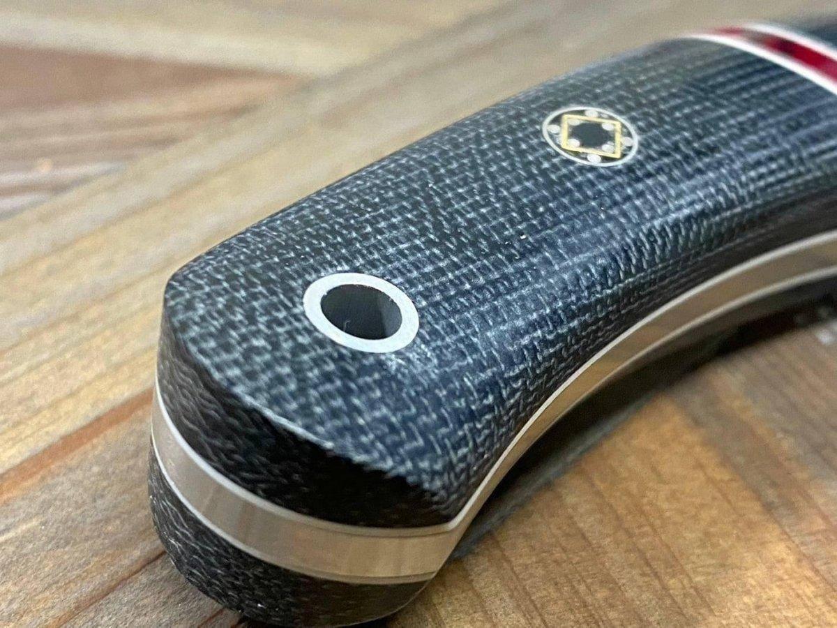 Bark River JX6 MagnaCut Black Canvas Micarta Bloody Basin Spacer Mosaic Pins (USA) - NORTH RIVER OUTDOORS