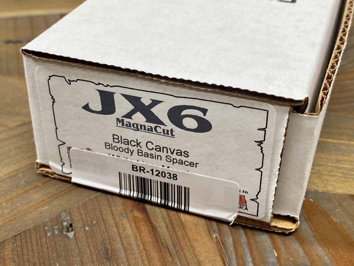 Bark River JX6 MagnaCut Black Canvas Micarta Bloody Basin Spacer Mosaic Pins (USA) - NORTH RIVER OUTDOORS