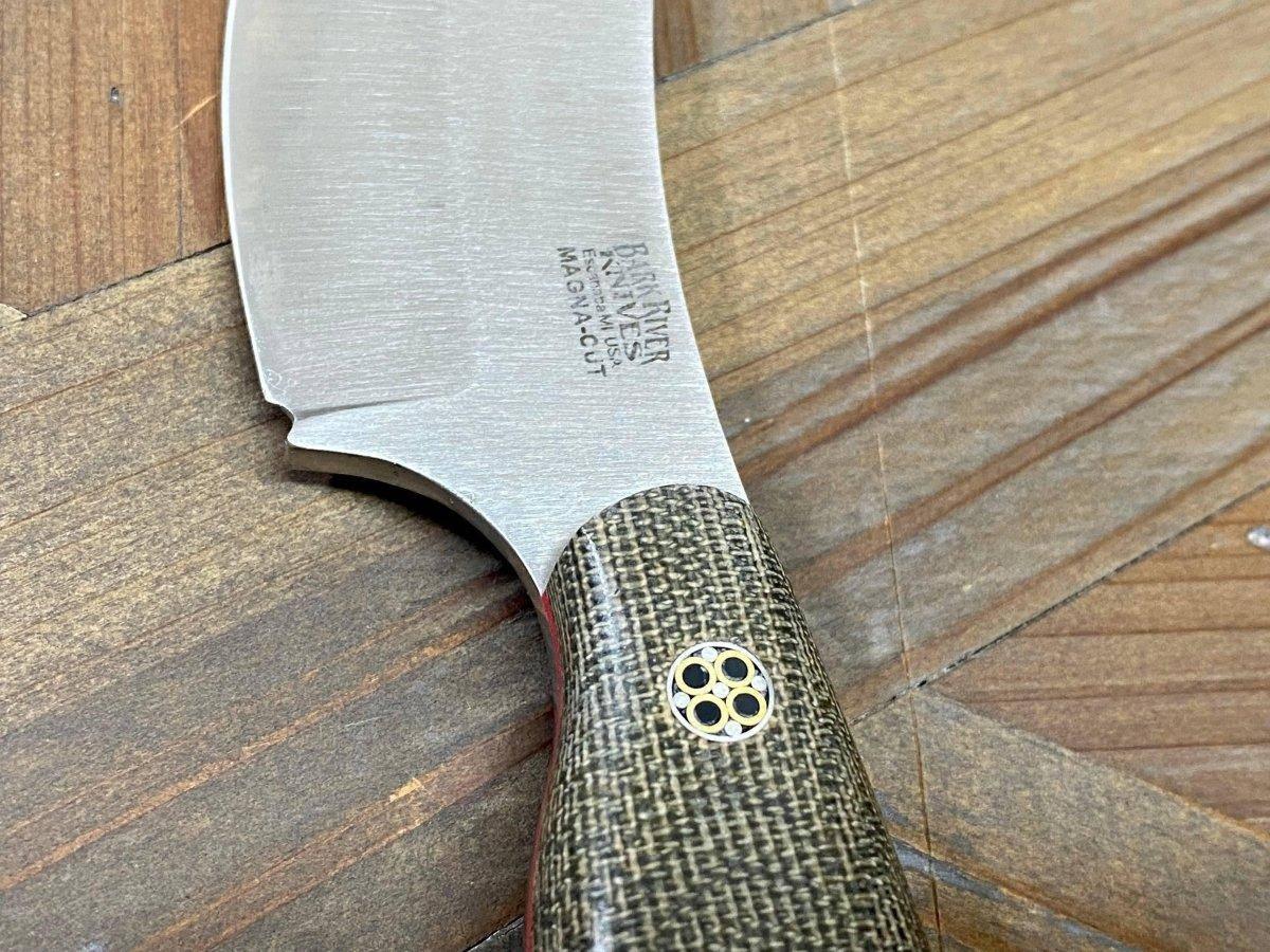 Bark River JX6 MagnaCut Green Canvas Micarta Red Liners Mosaic Pins (USA) - NORTH RIVER OUTDOORS