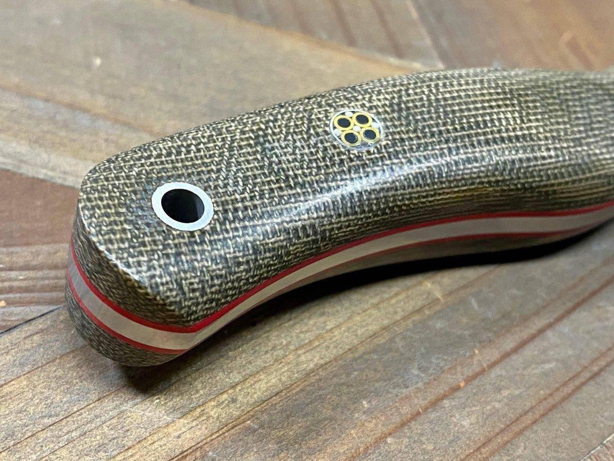Bark River JX6 MagnaCut Green Canvas Micarta Red Liners Mosaic Pins (USA) - NORTH RIVER OUTDOORS