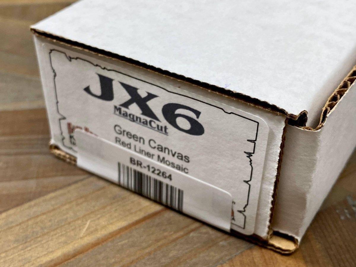 Bark River JX6 MagnaCut Green Canvas Micarta Red Liners Mosaic Pins (USA) - NORTH RIVER OUTDOORS