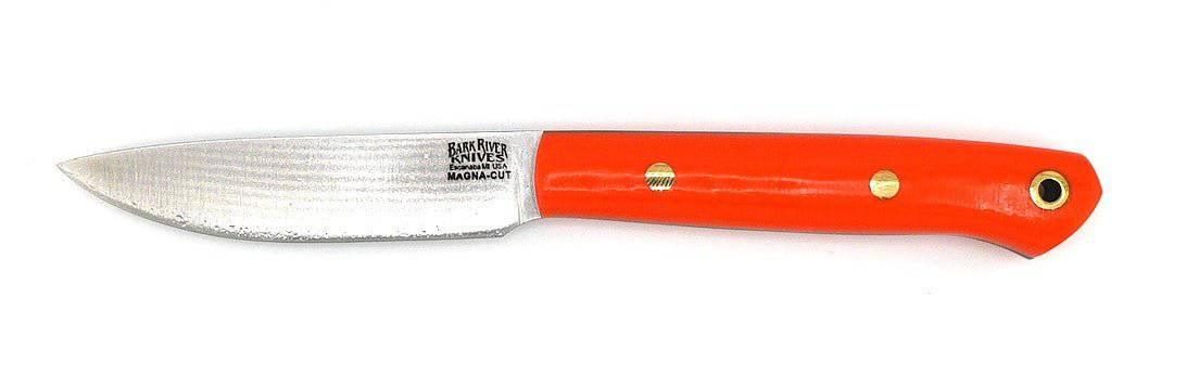 Bark River Little Creek II Field Knife MagnaCut Blaze Orange G-10 Handles Black Liners Brass Pins (USA) - NORTH RIVER OUTDOORS