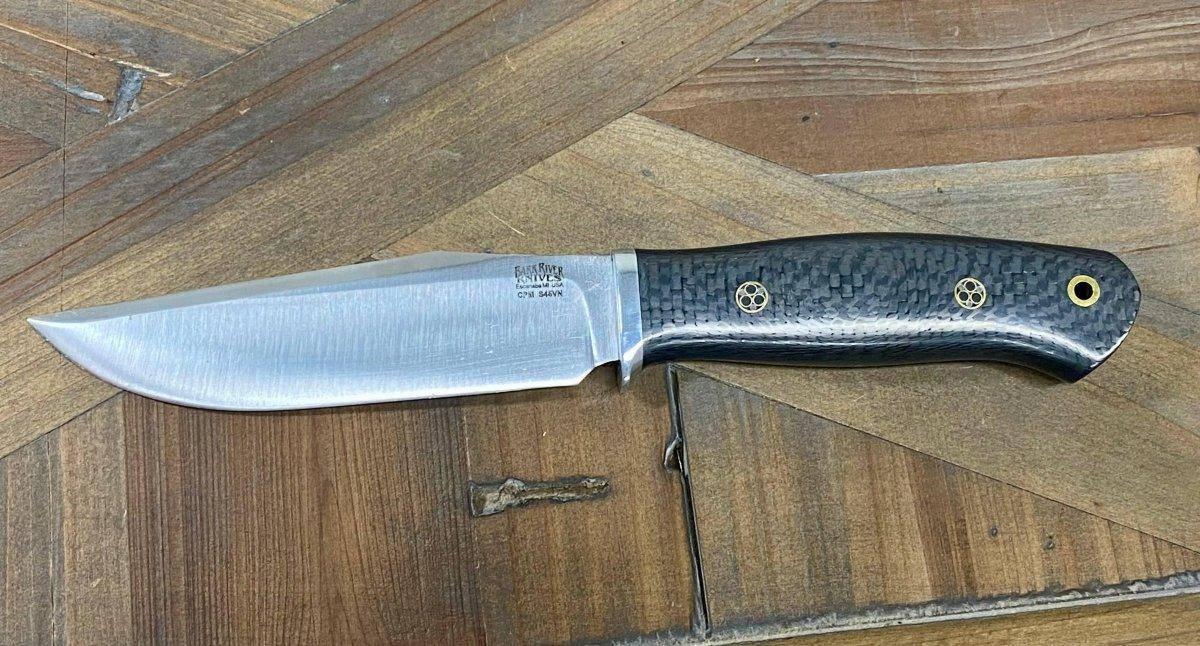 Bark River Matterhorn Fixed Blade CPM-S45VN Black Carbon Fiber Mosaic Pins - NORTH RIVER OUTDOORS