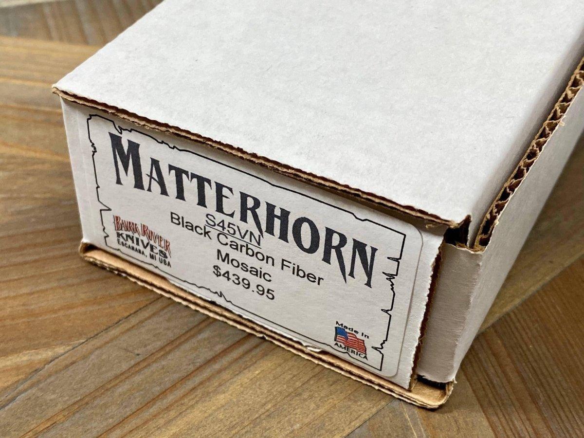 Bark River Matterhorn Fixed Blade CPM-S45VN Black Carbon Fiber Mosaic Pins - NORTH RIVER OUTDOORS