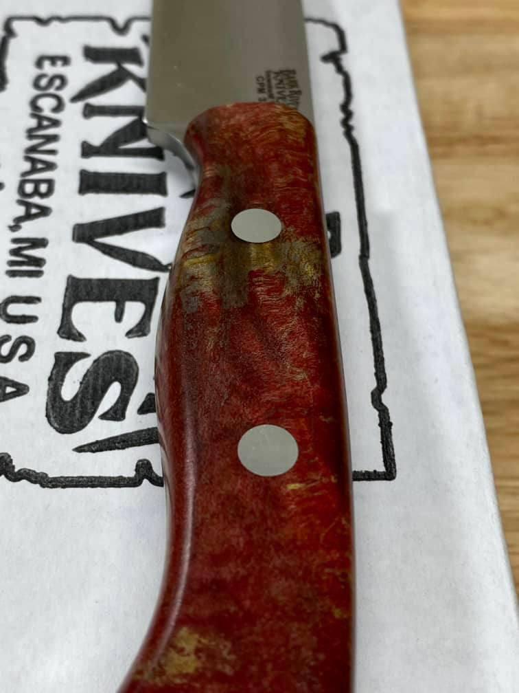 Bark River Mini-Aurora CPM 3V Knife Red & Natural #3 Elder Burl (USA) - NORTH RIVER OUTDOORS