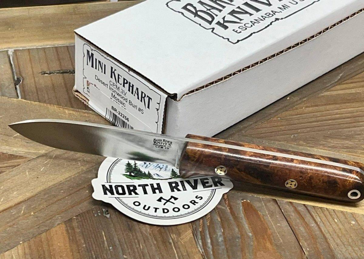 Bark River Mini Kephart Knife 3V Desert Ironwood Burl Handles Mosaic Pins (USA) - NORTH RIVER OUTDOORS