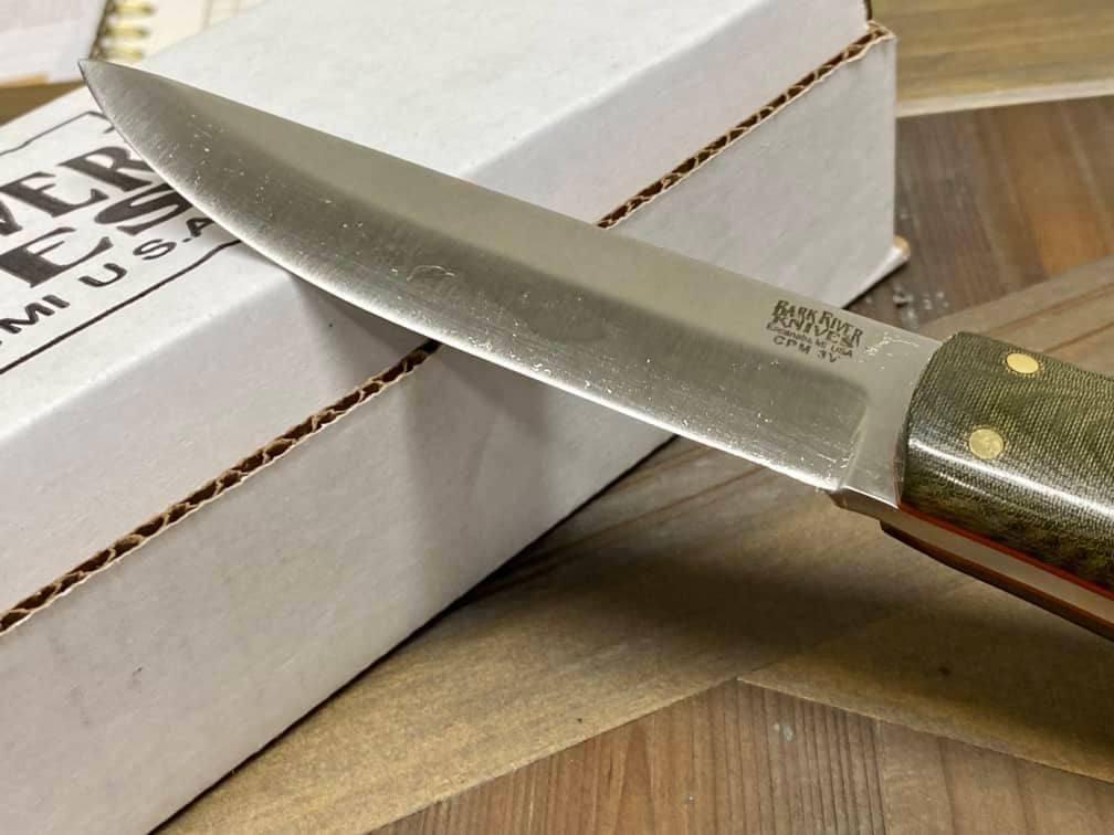 Bark River Puukko 3V Knife Green Linen Micarta - Orange Liners (USA) - NORTH RIVER OUTDOORS
