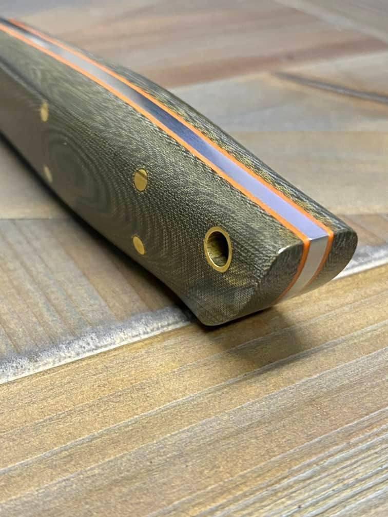 Bark River Puukko 3V Knife Green Linen Micarta - Orange Liners (USA) - NORTH RIVER OUTDOORS