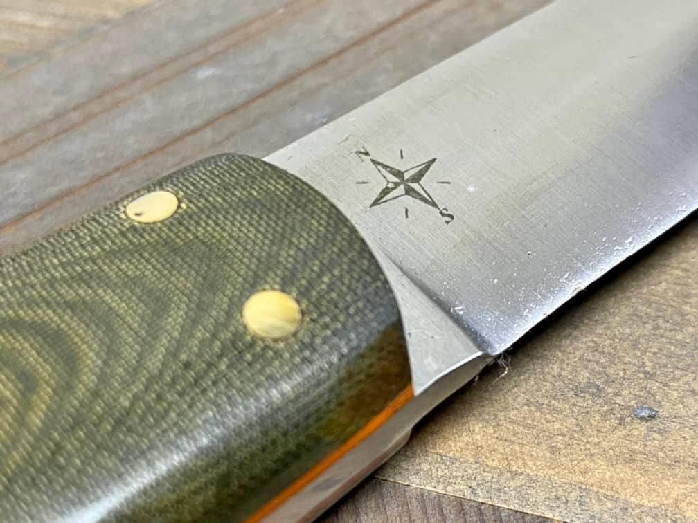 Bark River Puukko 3V Knife Green Linen Micarta - Orange Liners (USA) - NORTH RIVER OUTDOORS