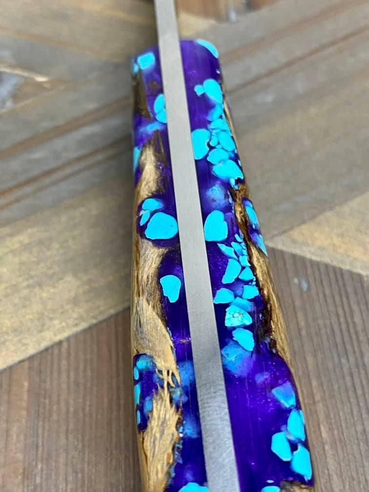 Bark River Puukko 3V Knife Purple Cholla Cactus with Turquoise (USA) - NORTH RIVER OUTDOORS