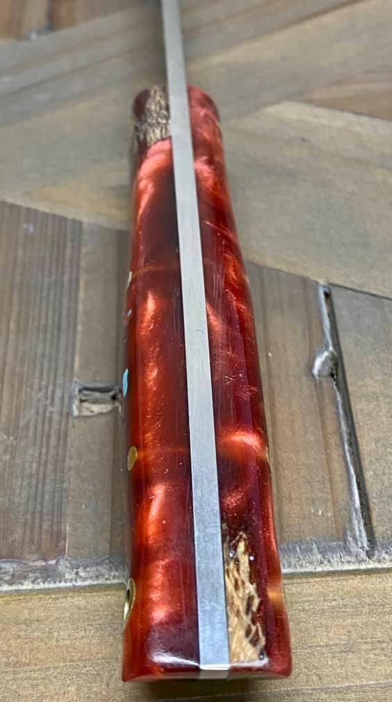 Bark River Puukko 3V Knife Red Cholla Cactus with Turquoise (USA) - NORTH RIVER OUTDOORS