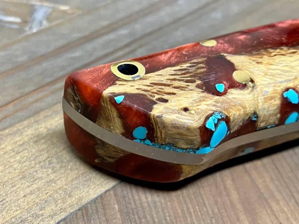 Bark River Puukko 3V Knife Red Cholla Cactus with Turquoise (USA) - NORTH RIVER OUTDOORS