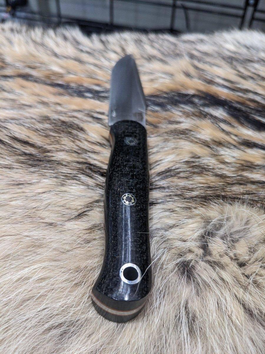 Bark River Ultra Lite Field Knife CPM 3V Black Burlap Orange Liners Mosaic Pins (USA) - NORTH RIVER OUTDOORS