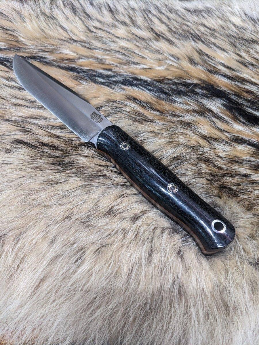 Bark River Ultra Lite Field Knife CPM 3V Black Burlap Orange Liners Mosaic Pins (USA) - NORTH RIVER OUTDOORS