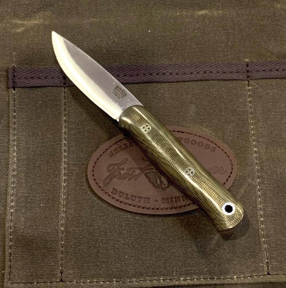 Bark River Ultralite Bushcrafter CPM 3V Green Micarta - Red Liners - Mosaic Pins - NORTH RIVER OUTDOORS