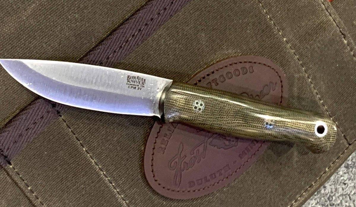 Bark River Ultralite Bushcrafter CPM 3V Green Micarta - Red Liners - Mosaic Pins - NORTH RIVER OUTDOORS