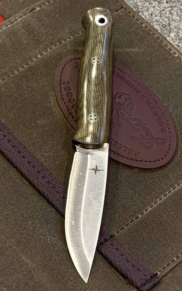 Bark River Ultralite Bushcrafter CPM 3V Green Micarta - Red Liners - Mosaic Pins - NORTH RIVER OUTDOORS