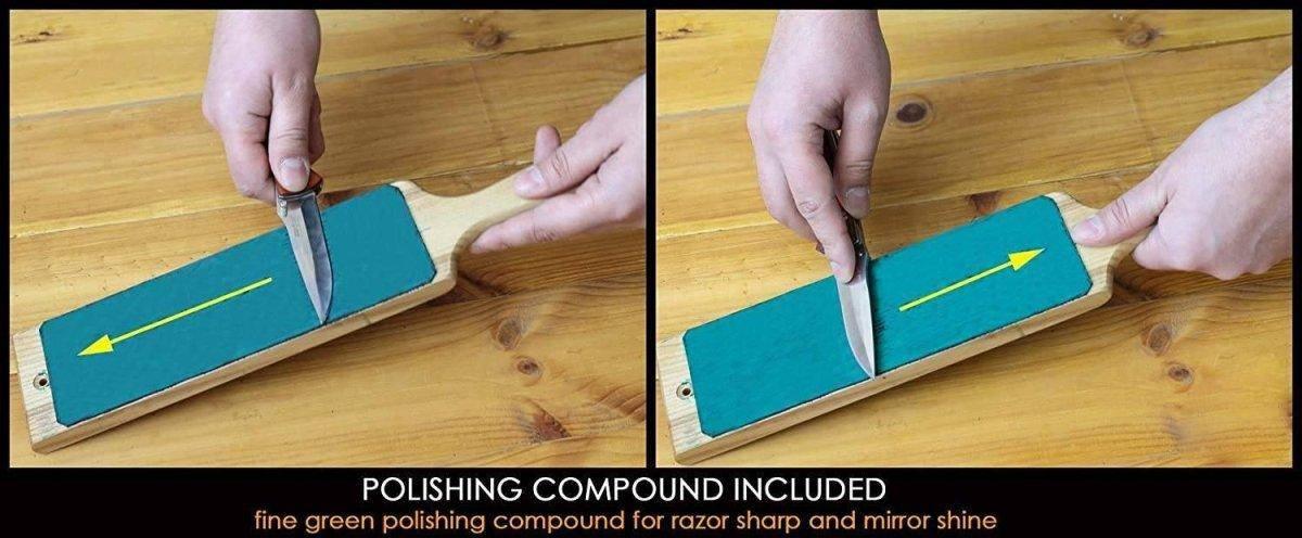 BeaverCraft Dual-Sided Leather Paddle Strop with P1 Polishing Compound - NORTH RIVER OUTDOORS