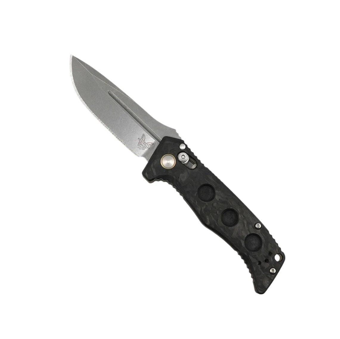 Benchmade 2730-03 Shane Sibert Mini Adamas Auto Folding Knife 3.25" CPM MagnaCut Satin Plain Edge - Marbled Carbon Fiber Handles - NORTH RIVER OUTDOORS