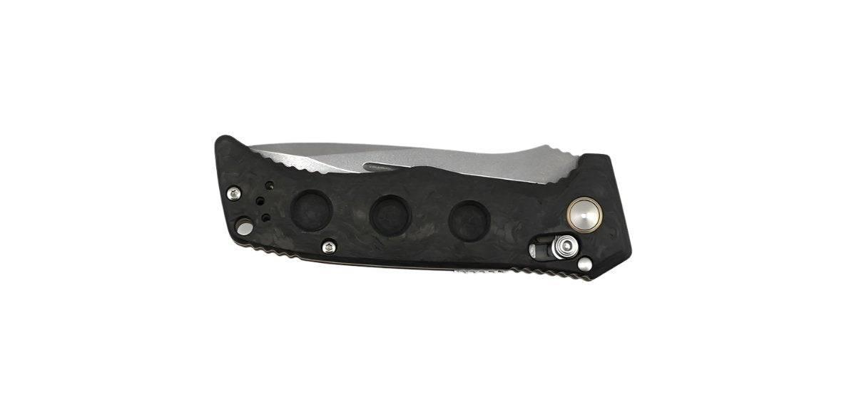 Benchmade 2730-03 Shane Sibert Mini Adamas Auto Folding Knife 3.25" CPM MagnaCut Satin Plain Edge - Marbled Carbon Fiber Handles - NORTH RIVER OUTDOORS