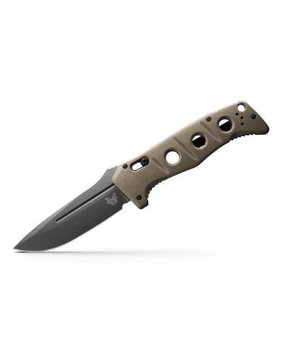 Benchmade 2750GY-3 Auto Adamas Folding Knife 3.78" CruWear Tungsten Gray Plain Blade Desert Tan G10 - NORTH RIVER OUTDOORS