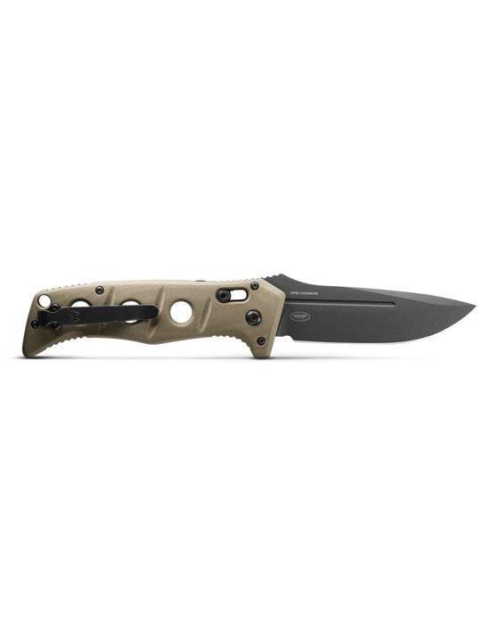 Benchmade 2750GY-3 Auto Adamas Folding Knife 3.78" CruWear Tungsten Gray Plain Blade Desert Tan G10 - NORTH RIVER OUTDOORS