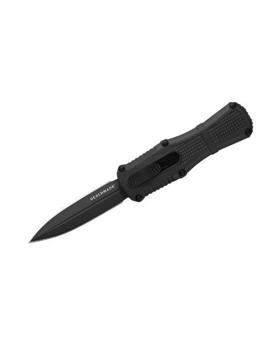 Benchmade 3375GY Mini Claymore OTF Auto Knife 3.02" CPM-D2 Smoke Gray PVD Double Edge Blade Black Grivory Handles - NORTH RIVER OUTDOORS