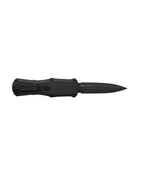 Benchmade 3375GY Mini Claymore OTF Auto Knife 3.02" CPM-D2 Smoke Gray PVD Double Edge Blade Black Grivory Handles - NORTH RIVER OUTDOORS