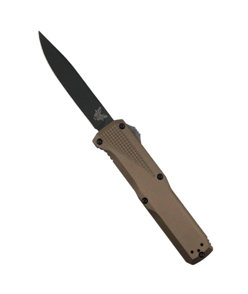 Benchmade 4600DLC-1 Phaeton OTF 3.45" Black S30V Drop Point Blade w/ Dark Earth Aluminum Handles - NORTH RIVER OUTDOORS