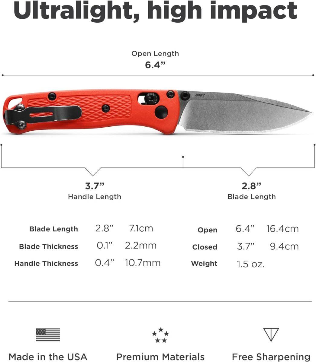 Benchmade 533-04 Limited Mini Bugout AXIS Folding Knife 2.82" S30V Satin Plain Blade Mesa Red Grivory Handles - NORTH RIVER OUTDOORS