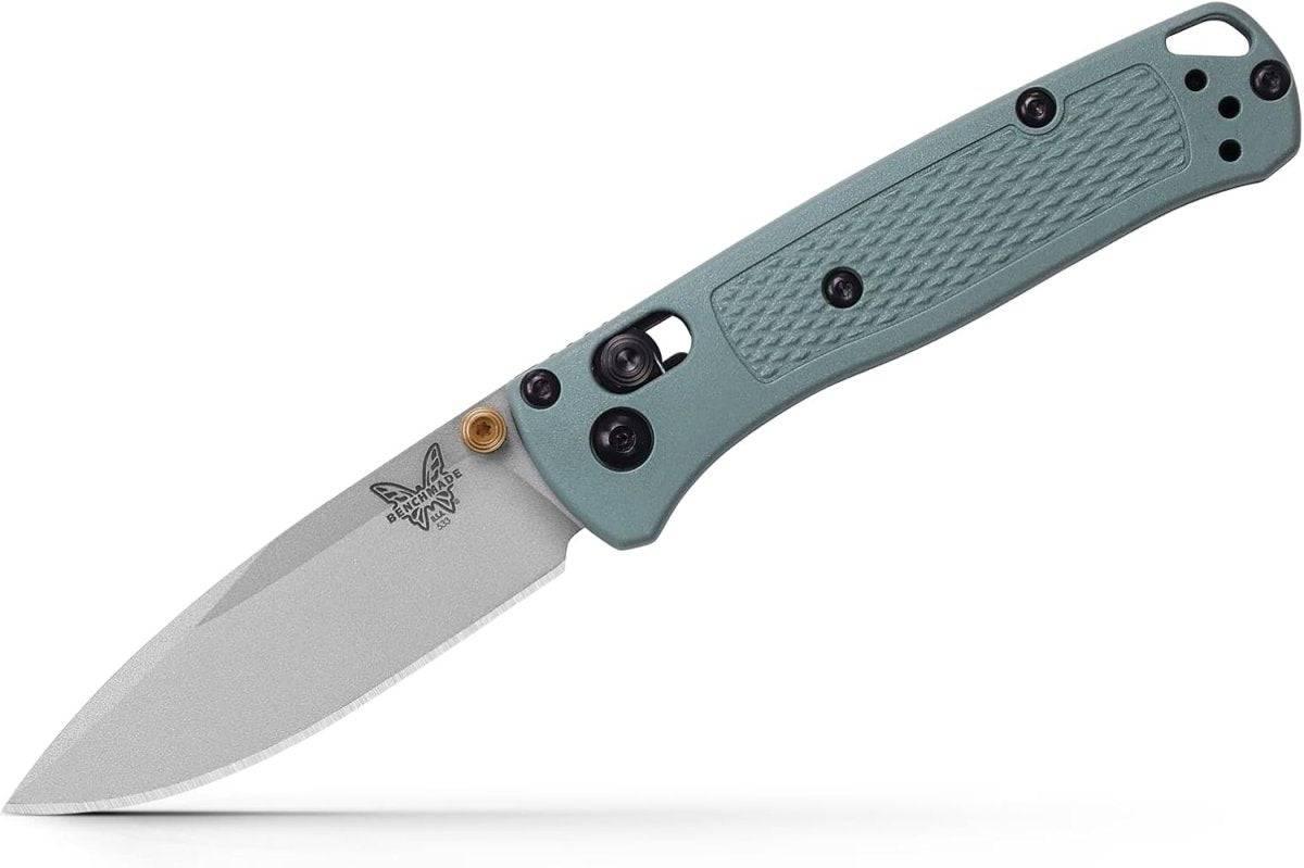 Benchmade 533SL-07 Seasonal Mini Bugout AXIS Folding Knife 2.82" S30V Crushed Silver Cerakote Plain Blade Sage Green Grivory Handles - NORTH RIVER OUTDOORS