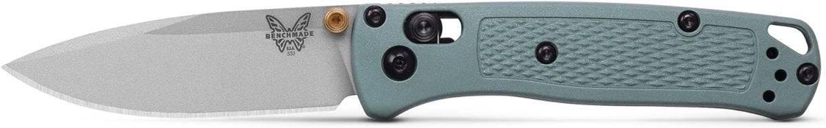 Benchmade 533SL-07 Seasonal Mini Bugout AXIS Folding Knife 2.82" S30V Crushed Silver Cerakote Plain Blade Sage Green Grivory Handles - NORTH RIVER OUTDOORS