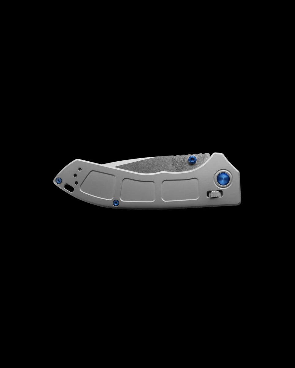 Benchmade 748 Narrows Axis Folding Knife 3.43" M390 Satin Drop Point Titanium Blue Accents - NORTH RIVER OUTDOORS
