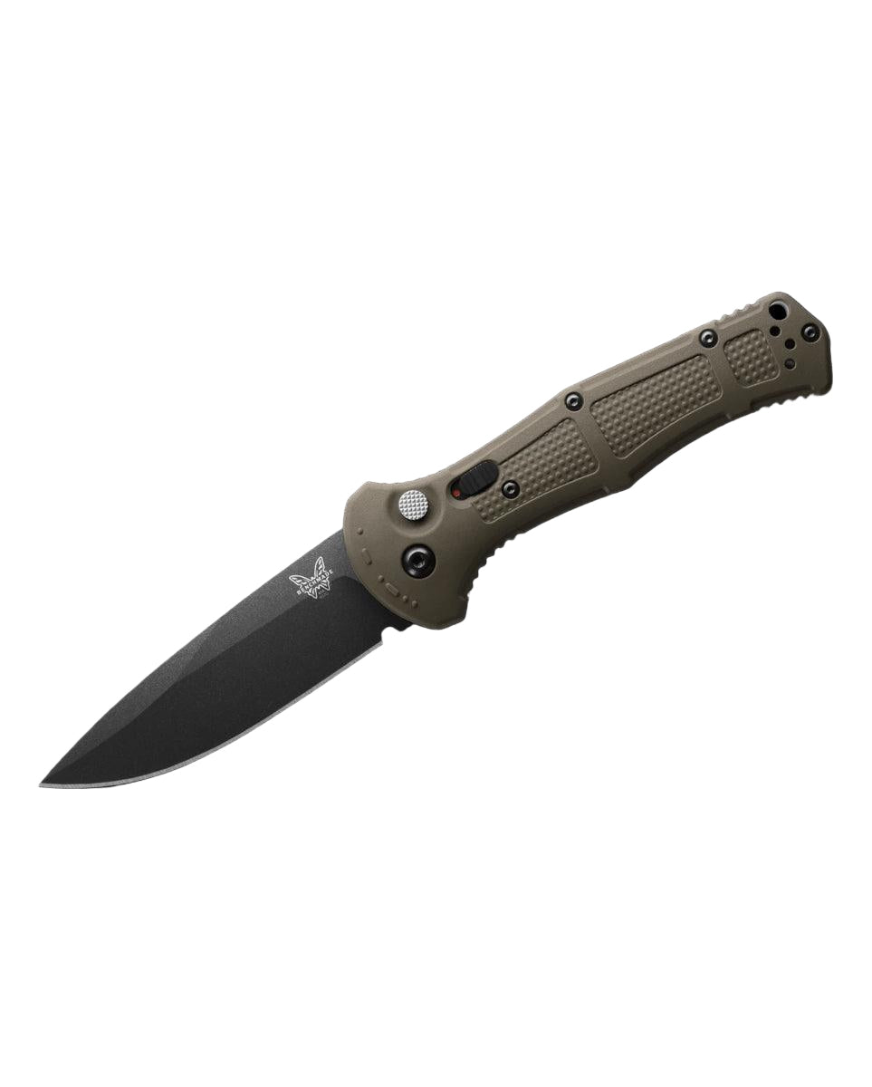Benchmade 9070BK-1 Claymore Auto Folding Knife 3.6" CPM-D2 Cobalt Black Plain Blade, Ranger Green - NORTH RIVER OUTDOORS