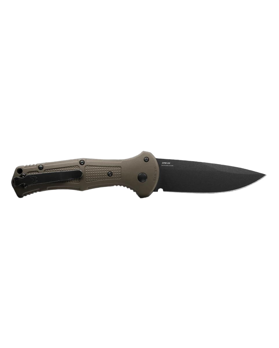 Benchmade 9070BK-1 Claymore Auto Folding Knife 3.6" CPM-D2 Cobalt Black Plain Blade, Ranger Green - NORTH RIVER OUTDOORS