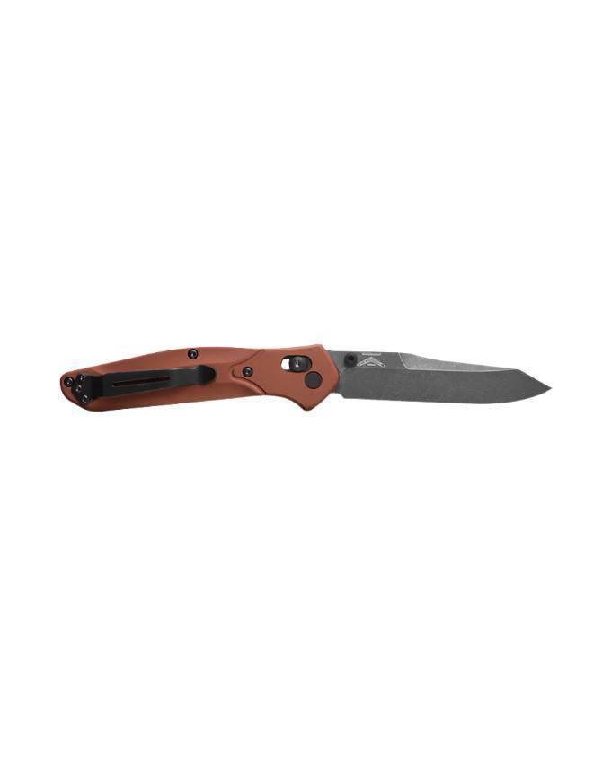Benchmade 940BK-03 Osborne MagnaCut Folding Knife 3.4" Black DLC Battlewashed Plain Blade, Burnt Copper Handles - NORTH RIVER OUTDOORS