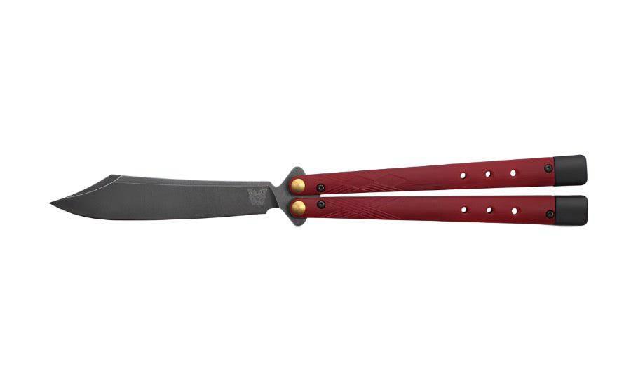 Benchmade 99BK-1 Necron Balisong Butterfly Knife 4.59" CPM-S30V Black Scimitar Blade Ruby Red G10 Handles - NORTH RIVER OUTDOORS