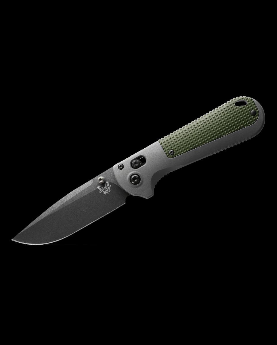 Benchmade Redoubt 430BK Folding Knife 3.55" CPM-D2 Graphite Black Plain Blade, Gray and Green Grivory Handles - NORTH RIVER OUTDOORS