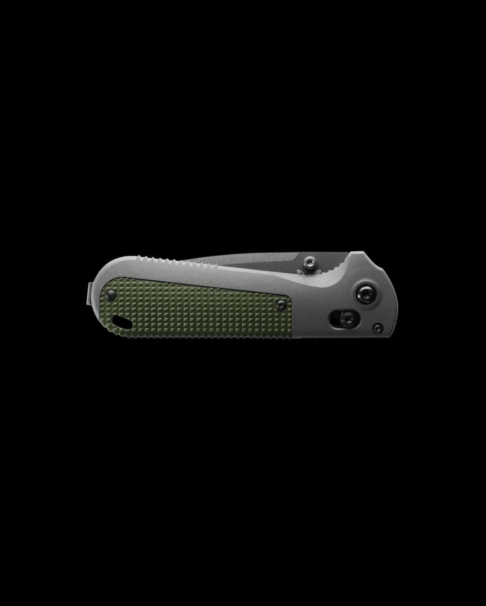 Benchmade Redoubt 430BK Folding Knife 3.55" CPM-D2 Graphite Black Plain Blade, Gray and Green Grivory Handles - NORTH RIVER OUTDOORS